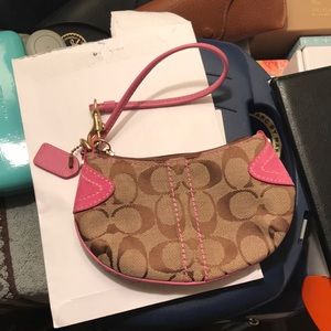 Coach wristlet pink suede